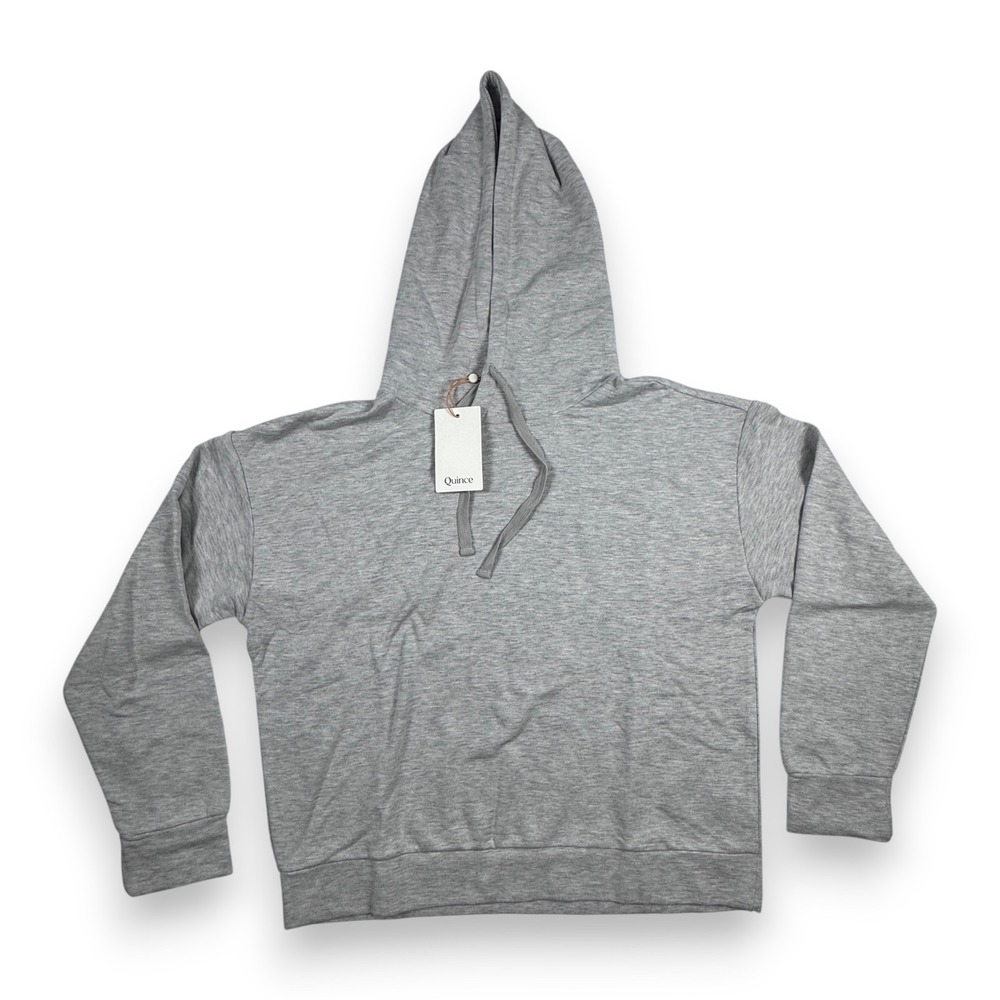 NWT Quince SuperSoft Fleece Pullover Hoodie Heather Grey Womens Small S
